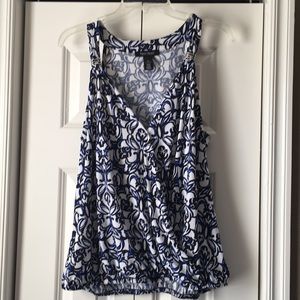 White House Black Market sleeveless wrap top